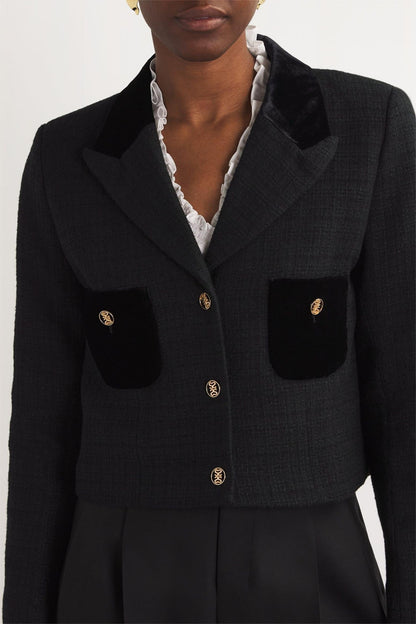 Veste en velours avec détails de boutons en métal