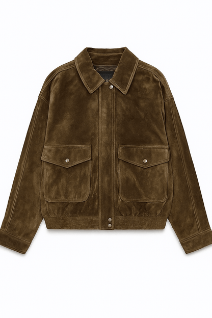 Veste Bombardier Classique pour Femme avec Col et Poches à Rabat