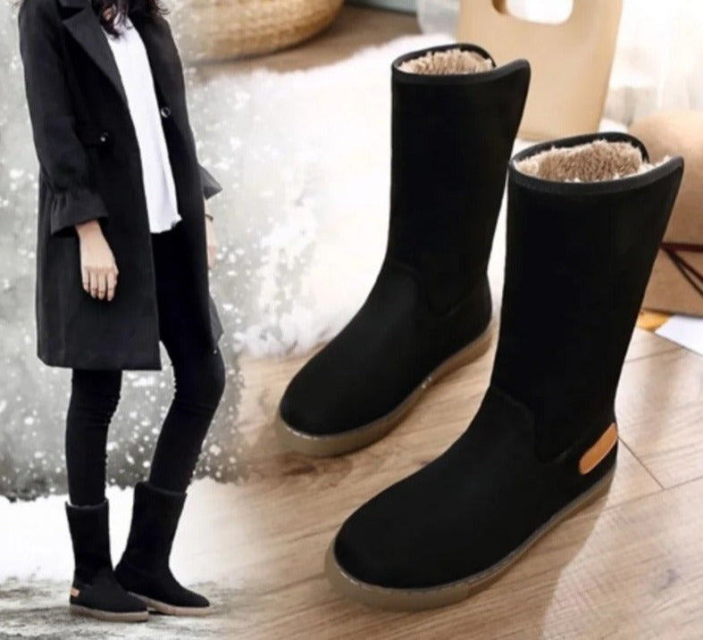 Bottes Hautes en Velours et Fourrure pour Femmes