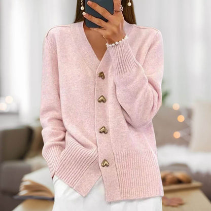 Veste en tricot chic avec boutons en forme de cœur