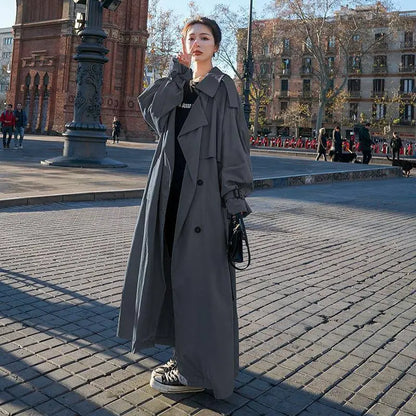 Trench-coat oversize grande longueur pour femme