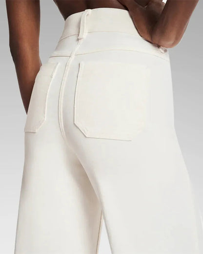 Jeans en denim taille haute à jambes larges pour femmes