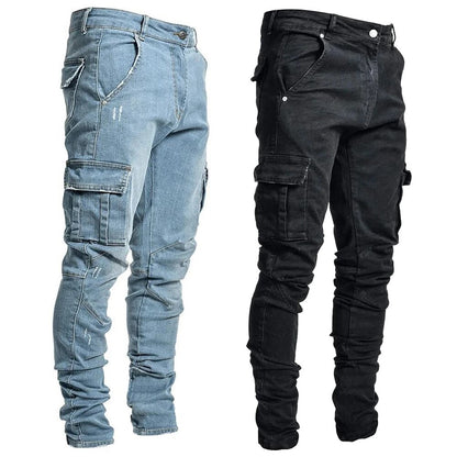 Pantalon Cargo en Denim Élastique Stylé pour Hommes