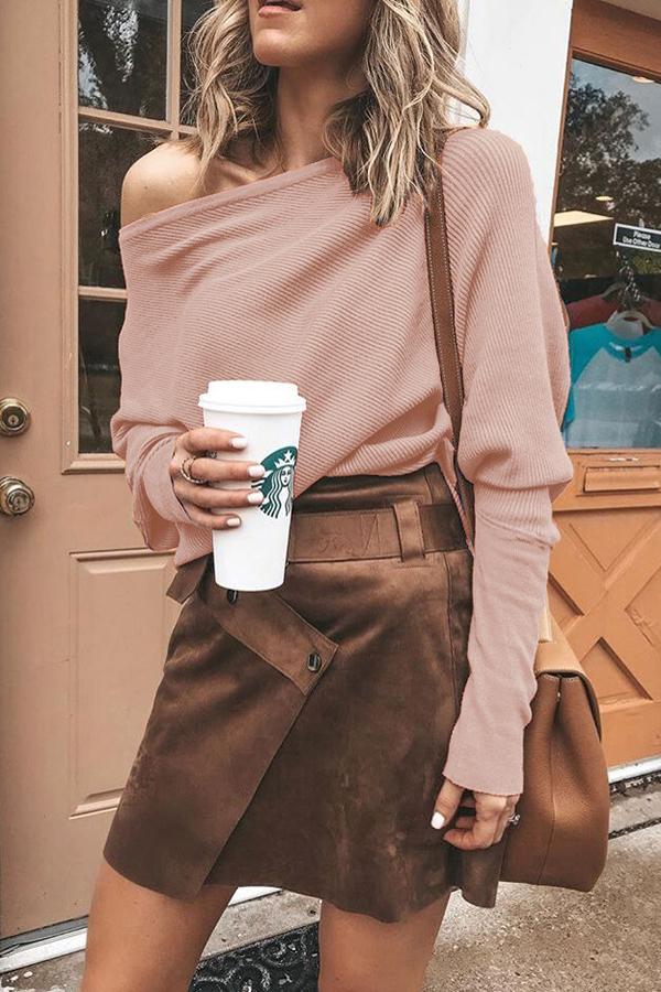 Haut droit épaules dénudées côtelé