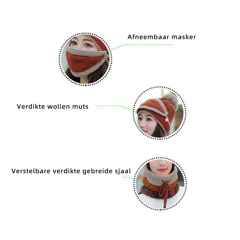 Ensemble confortable bonnet en tricot et écharpe d'hiver pour femmes