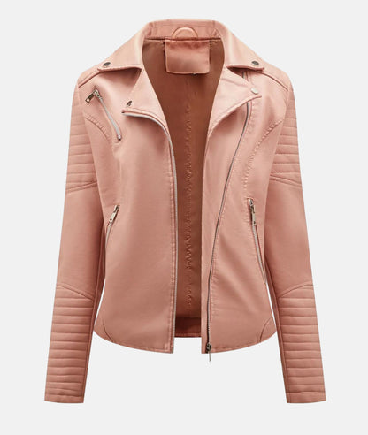 Veste de motard femme chic en cuir synthétique