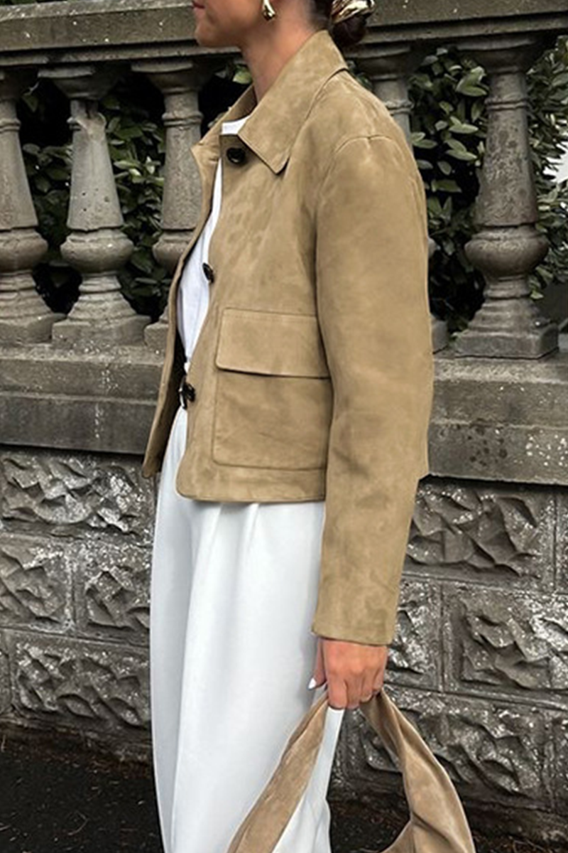 Veste décontractée à boutons avec col rabattu