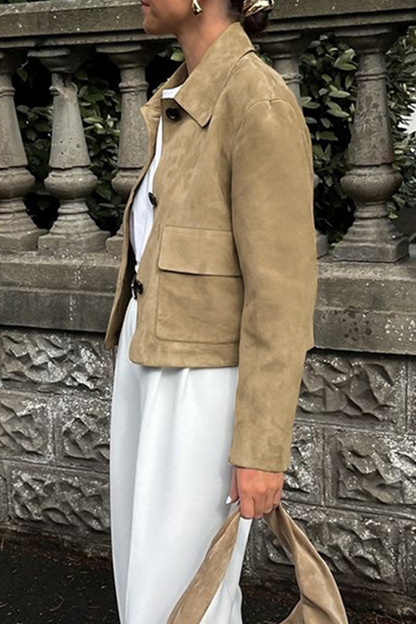 Veste décontractée à boutons avec col rabattu