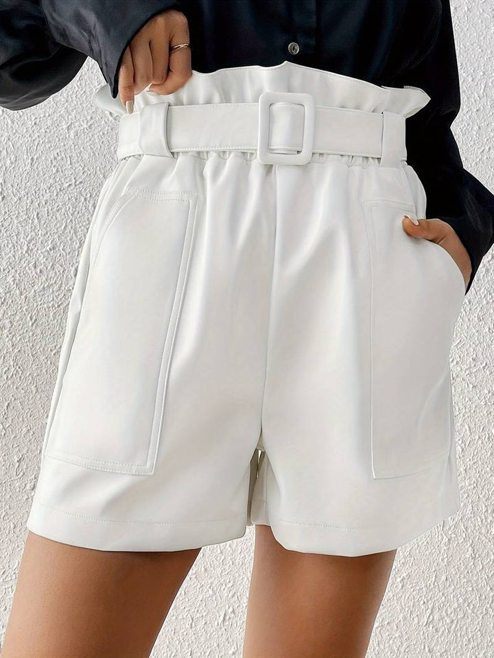 Shorts en Similicuir à Ceinture Élégants pour Femmes