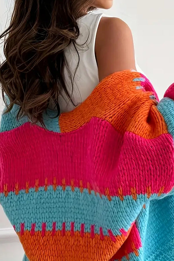 Cardigan tricoté confortable avec surpiqûres contrastées