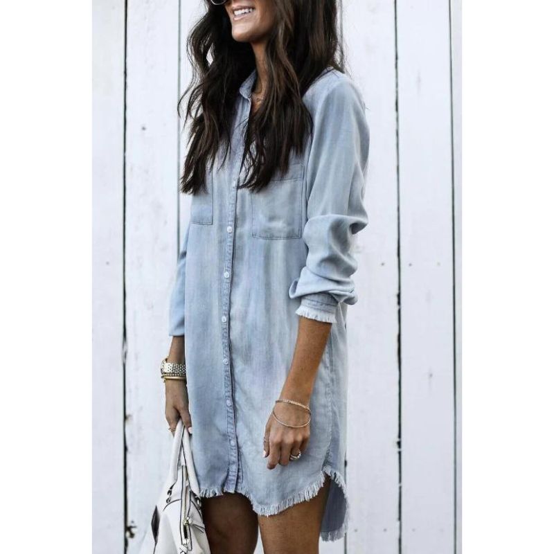 Robe Chemise en Denim Classique Femmes