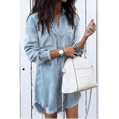 Robe Chemise en Denim Classique Femmes