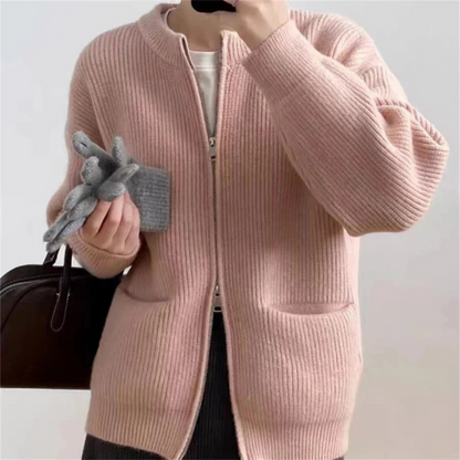 Cardigan élégant zippé pour femmes grande taille confort