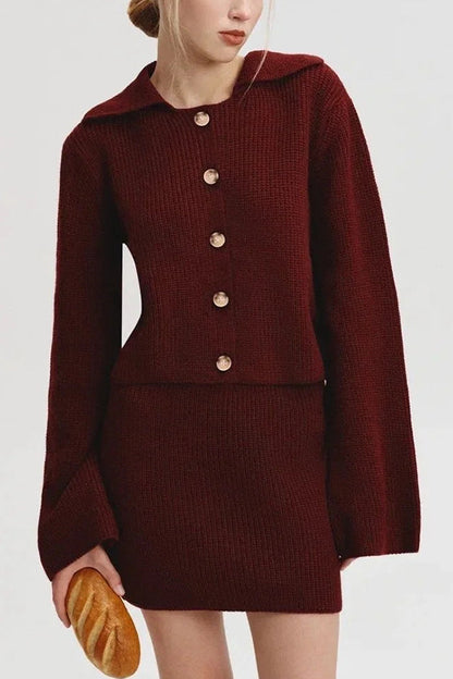 Ensemble gilet en maille confortable et mini-jupe décontractée