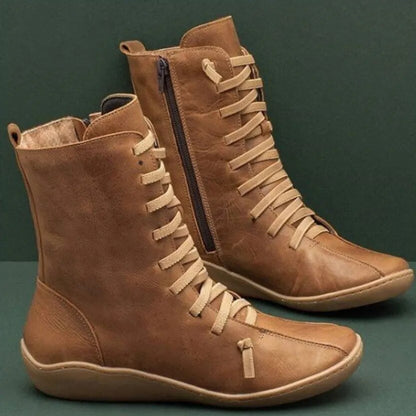 Bottes Hautes en Cuir Lacées Chic pour Femmes