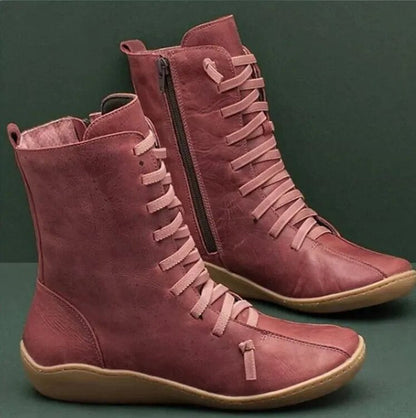 Bottes Hautes en Cuir Lacées Chic pour Femmes