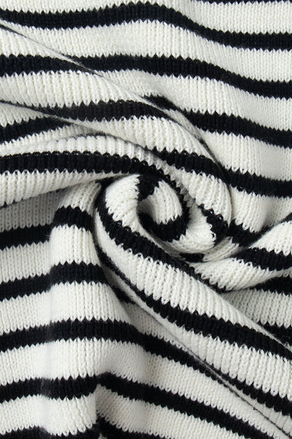 Pull en maille côtelée à col polo rayé et confortable