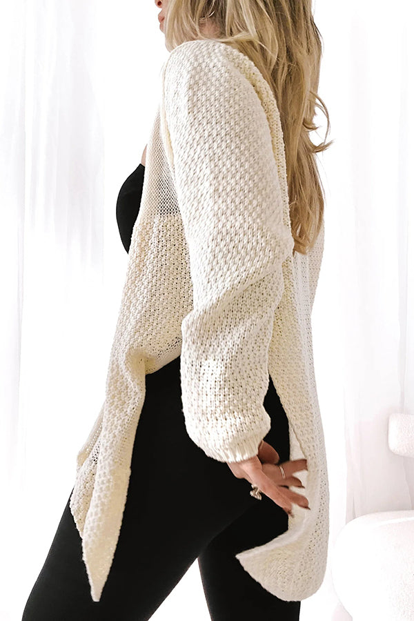 Cardigan en tricot mi-long confortable