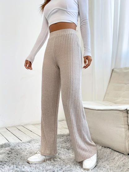 Pantalon Large Côtelé Élastique Élégant Femme