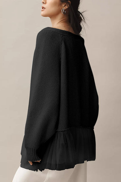 Cardigan en maille à volants en mesh avec manches longues