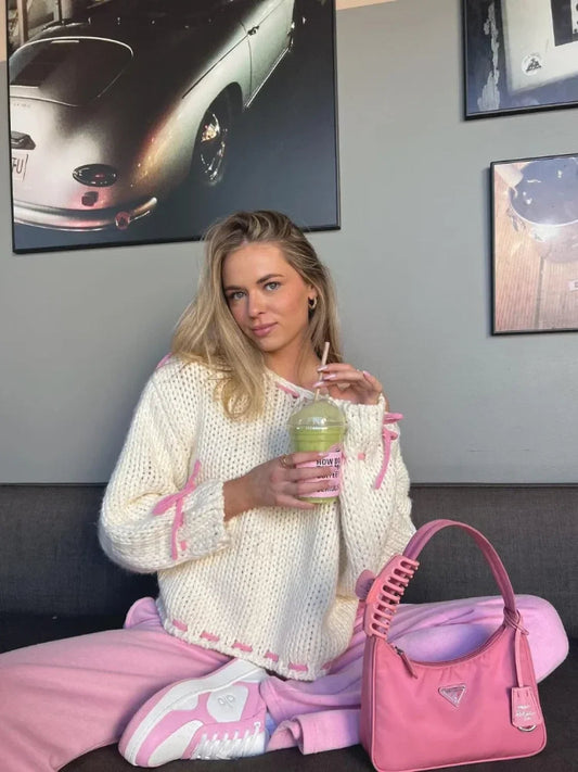 Pull-over en maille confortable avec détails contrastants