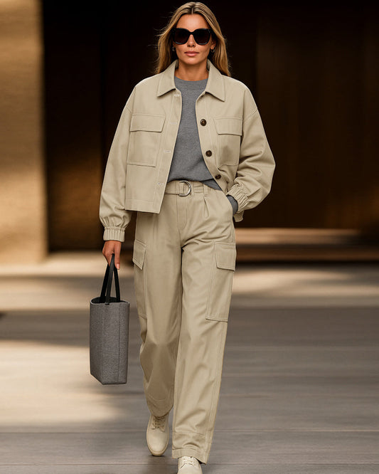 Ensemble moderne veste utilitaire et pantalon cargo