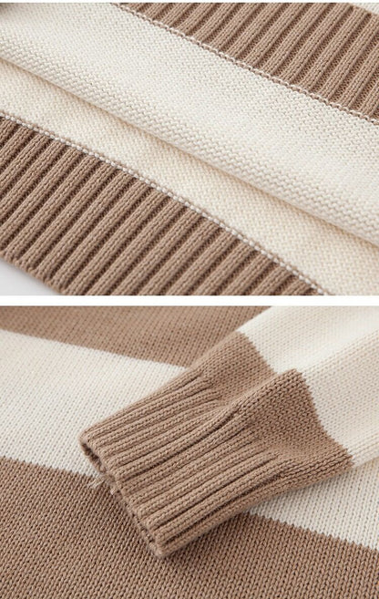 Confortable pull rayé à col rond en tricot