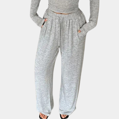 Ensemble Top Court à Manches Longues et Pantalon Maxi Chic pour Femme