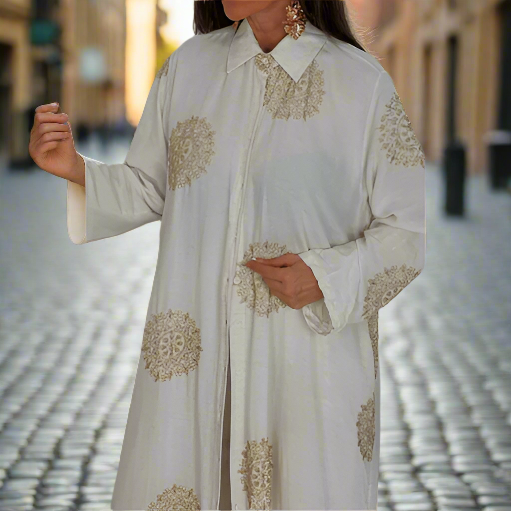 Tailleur deux pièces pour femmes à col en V avec pantalon large embossé