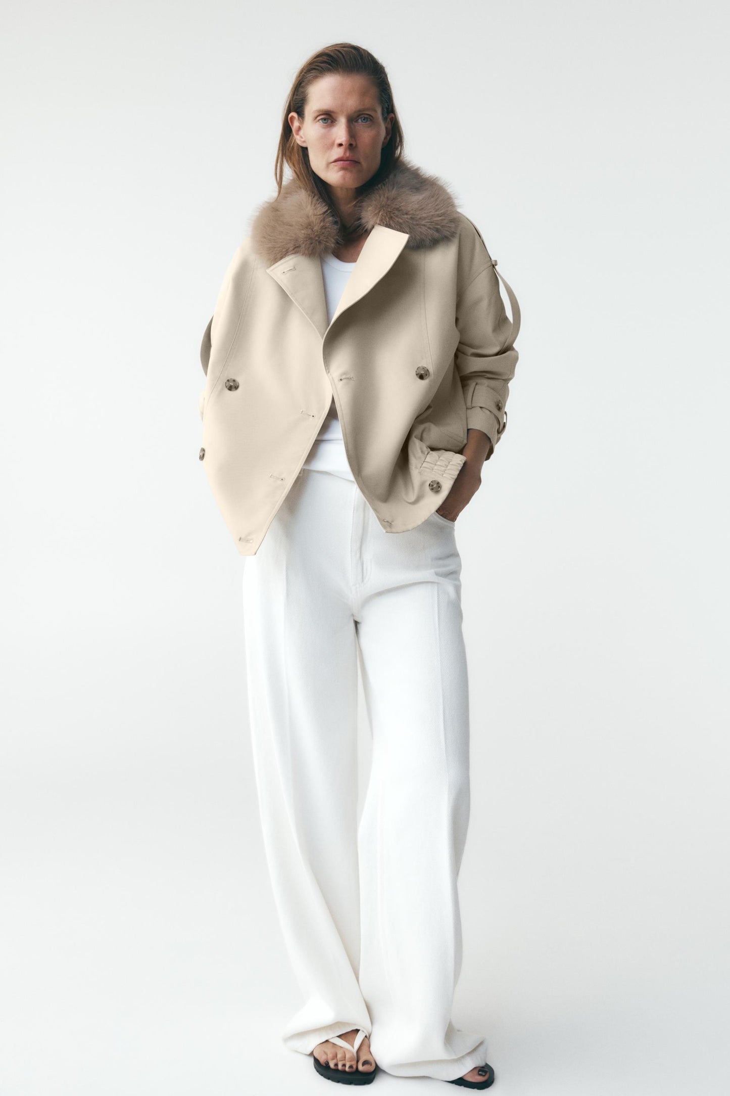 Manteau trapèze chic en fausse fourrure