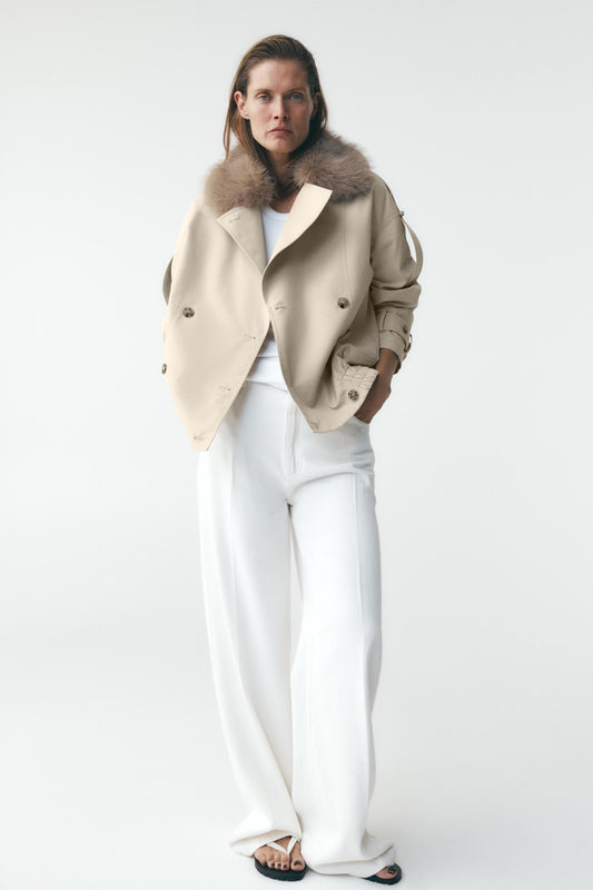 Manteau trapèze chic en fausse fourrure