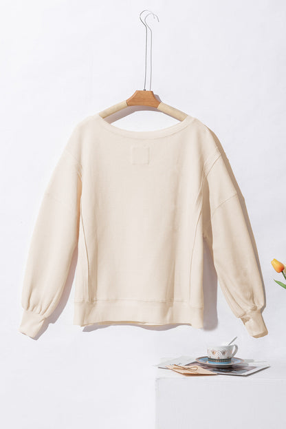 Sweatshirt gaufré surdimensionné blanc élégant femmes