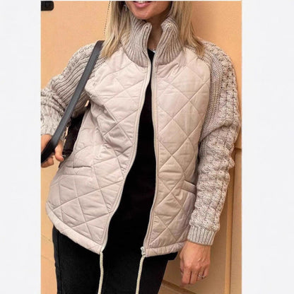 Veste matelassée douillette avec manches en tricot pour femmes