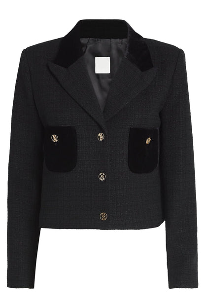 Veste en velours avec détails de boutons en métal