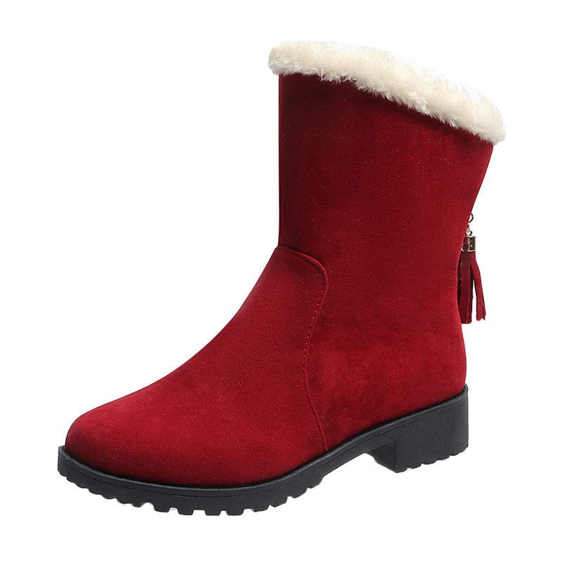 Bottes courtes en peluche douillette pour femmes, chaleur hivernale