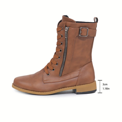 Bottes de Combat à Lacets et Zip Latéral pour Femme