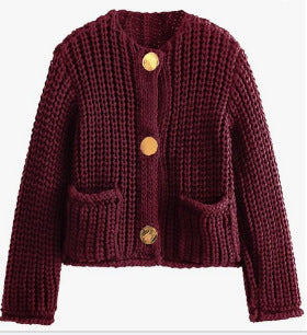 Cardigan boutonné confortable et chic pour femmes avec poches