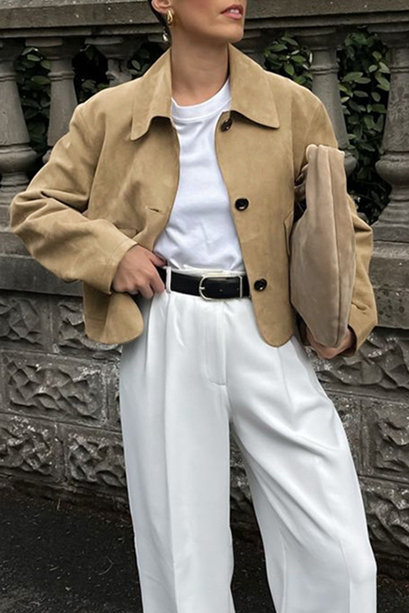 Veste décontractée à boutons avec col rabattu