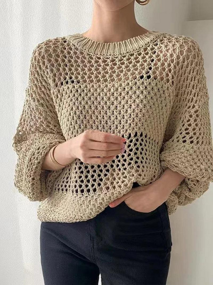 Pull en crochet ajouré respirant pour femmes
