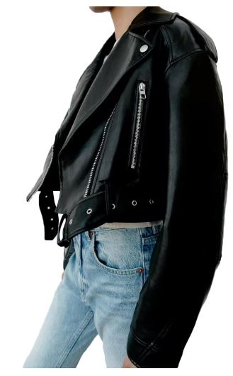 Blouson de motard en cuir noir classique