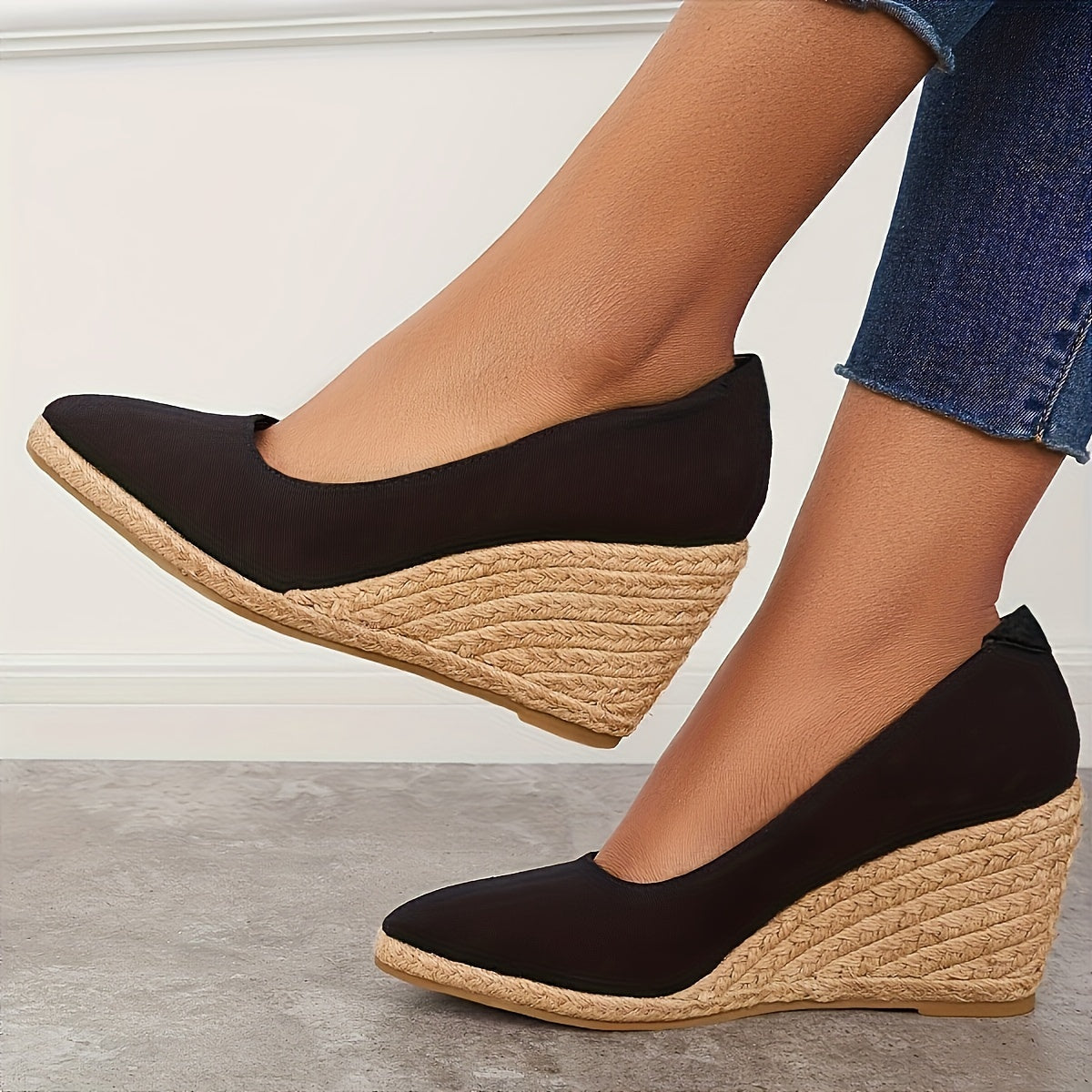 Espadrilles à Talon Wedge à Enfiler pour Femmes