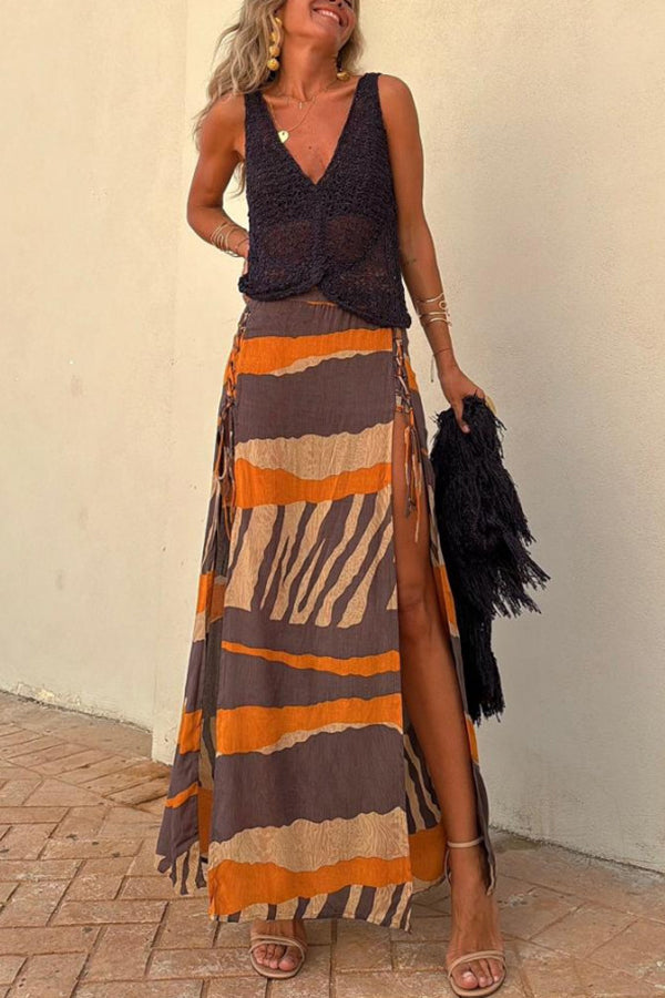 Débardeur bohème tricoté à col en V torsadé ajouré