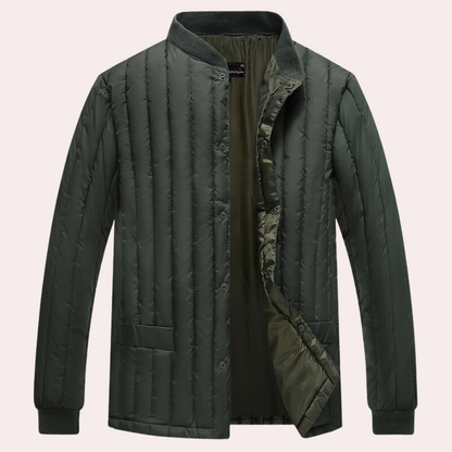 Veste Moderne Matelassée Homme à Col Haut Zippé