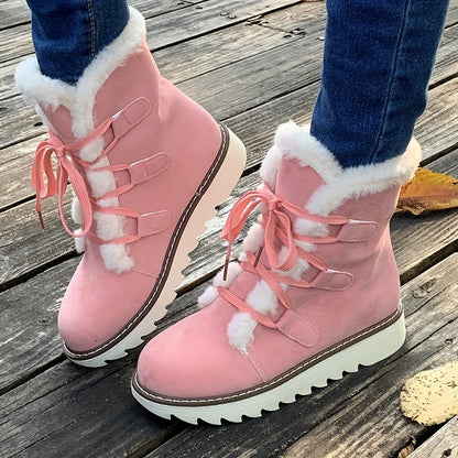 Bottes de neige d'hiver doublées de peluche femmes