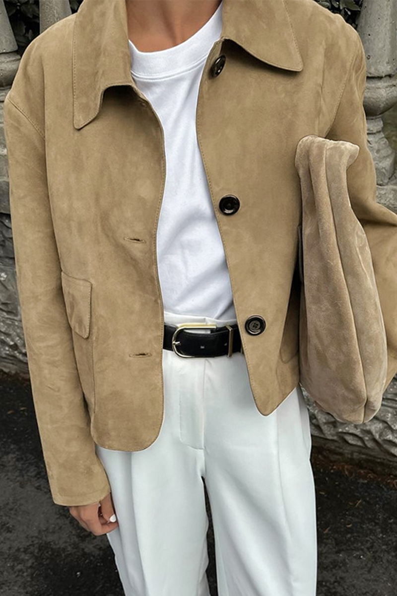 Veste décontractée à boutons avec col rabattu