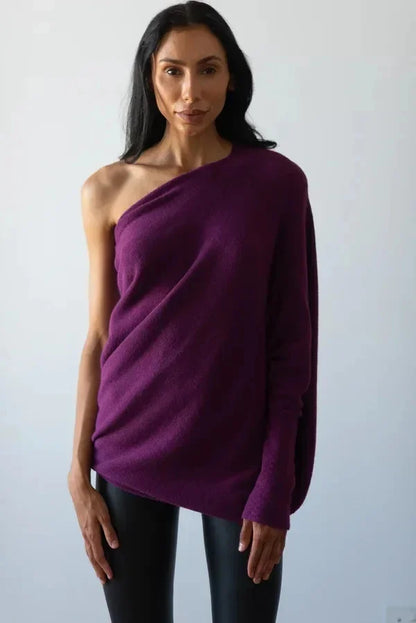 Pull drapé asymétrique élégant et douillet femmes