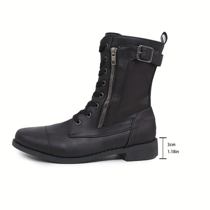 Bottes de Combat à Lacets et Zip Latéral pour Femme