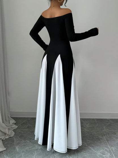 Robe Symphonique Époustouflante Épaules Dénudées Et Manches Longues Pour Femme