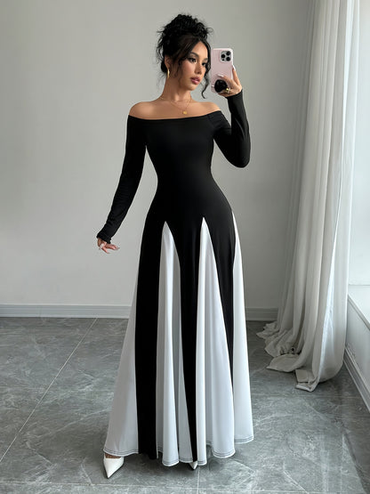 Robe Symphonique Époustouflante Épaules Dénudées Et Manches Longues Pour Femme