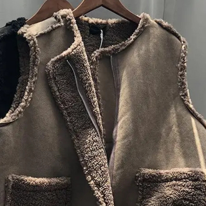 Gilet Sans Manches Suédé Laine Femme